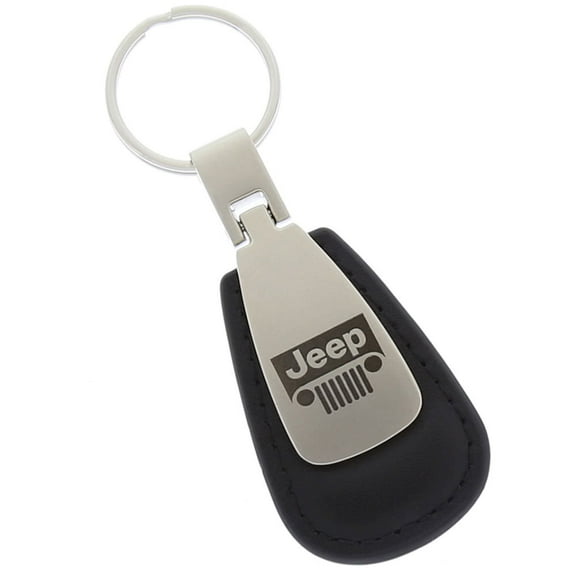 Jeep Grill Black Leather Tear Drop Key Chain
