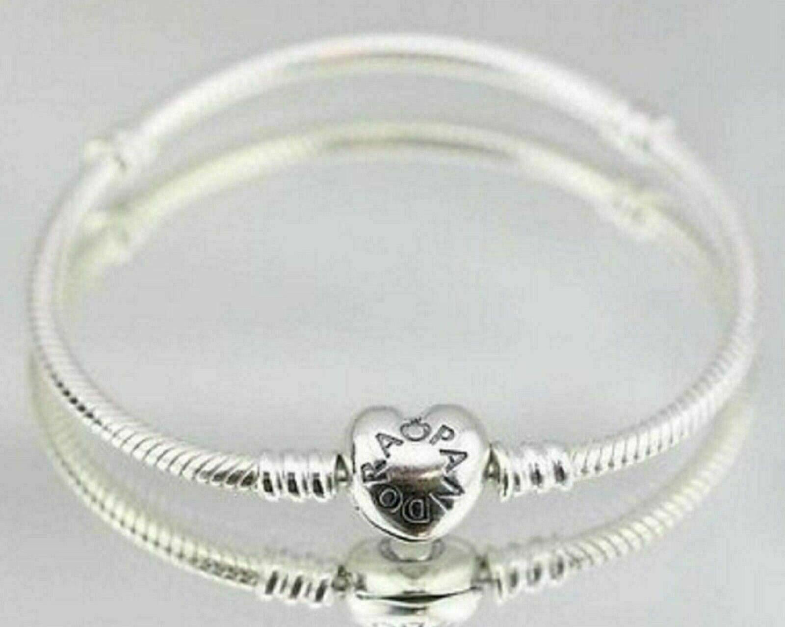 PANDORA Jewelry Moments Heart Clasp Snake Chain Charm Sterling 