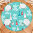 thumbnail image 2 of Turquoise Christmas Tree Pattern Round Fitted Tablecloth with Elastic Edge,Dining Table Cover Waterproof,Outdoor Round Tablecloth for Camping,Dining,Indoor and Outdoor, 2 of 7