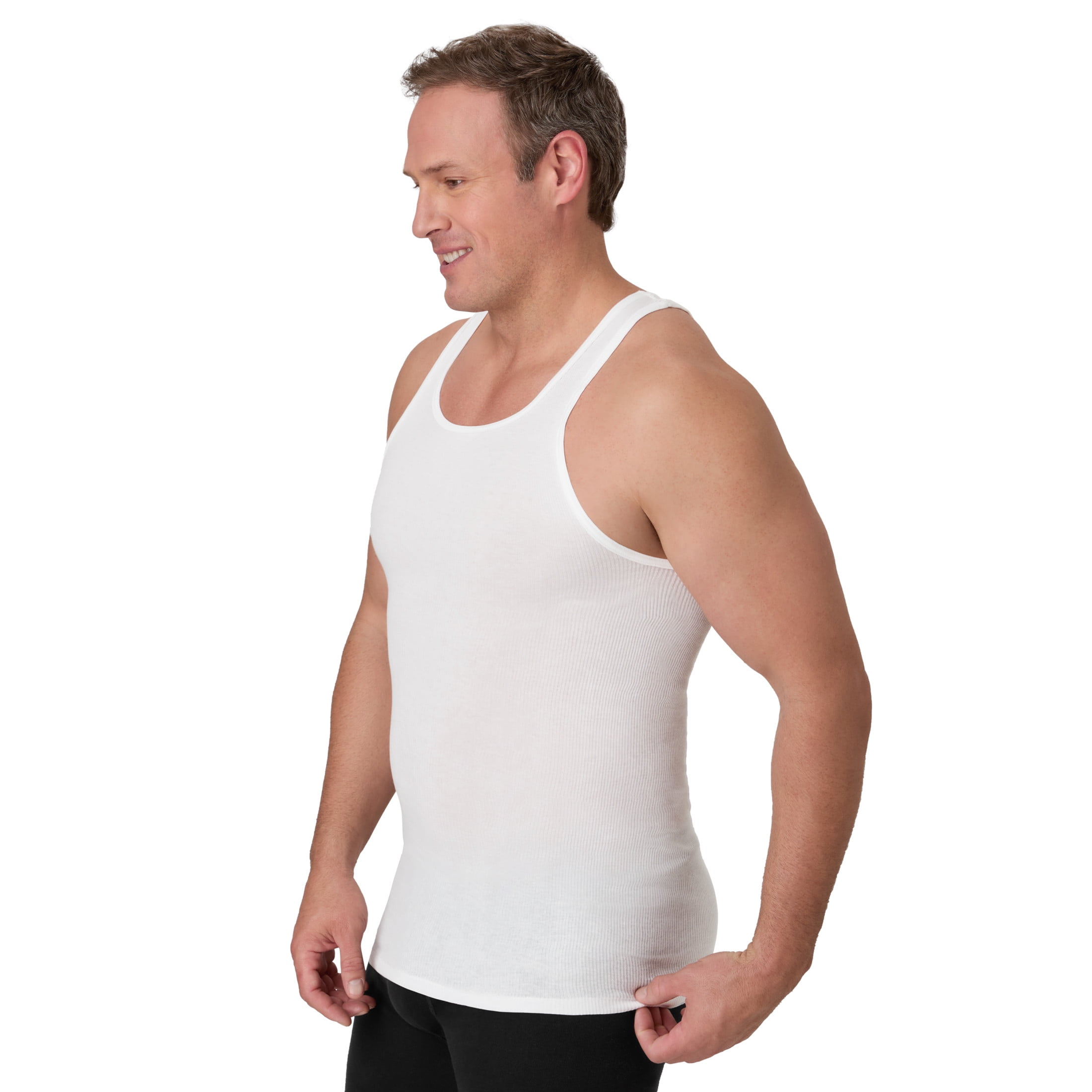 Hanes Tall Man Tank Undershirt Pack with Longer Length, Cotton, 3-Pack (Big & Tall Sizes)