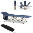 thumbnail image 5 of Outsunny Folding Camping Cot for Adults with Carry Bag,Side Pocket,Outdoor Portable Sleeping Bed for Travel,Camp,Vacation,330 Lbs. Capacity,Blue,Blue Steel Garden Outdoor Patio Patio Seating, 5 of 5