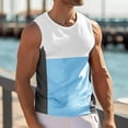 thumbnail image 2 of FRSASU Men's Casual Raglan Sleeves Tank Tops Sleeveless Crew Neck Color Block T Shirts Muscle Shirts Stretch Athletic Gym Tees Blue, 2 of 5