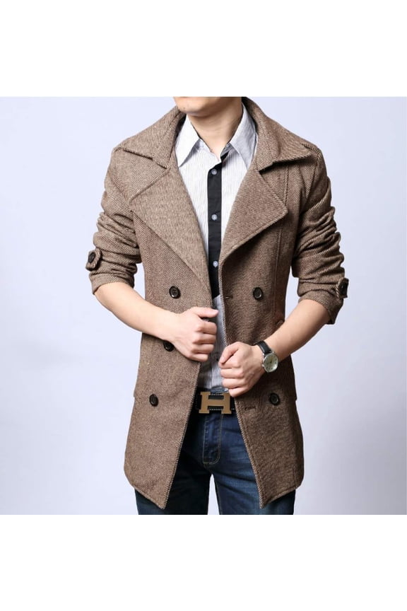 Mens Mid Length Double Breasted Trench Coat