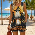 thumbnail image 3 of Women's Halloween Pajamas Matching Halloween Pajamas Halloween Pjs Womens Lounge Set Halloween Pajama Set Summer Pajamas for Women Set 2 Piece Pjs Sets Sleeveless Sleepwear, Black, L, 3 of 6