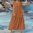 thumbnail image 2 of V Neck Irregular Hem Maxi Dress For Women Spring Summer Color Styles In Various Sizes, 2 of 5