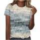 thumbnail image 1 of Tops Cortos para Mujeres Retro Impreso Cuello Redondo Manga Corta, Camiseta Casual para Uso Diario Y de Fiesta, 1 of 4