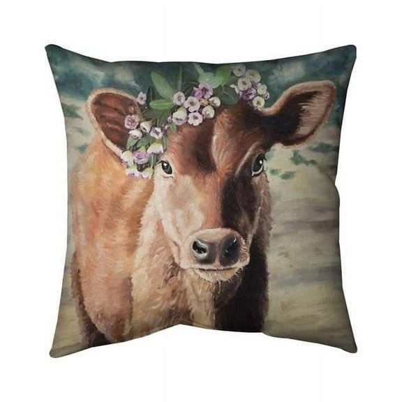Begin Home Decor 5541-1616-AN512 16 x 16 in. Cute Jersey Cow Pillow - Farm Animal Home Decor for Bedroom