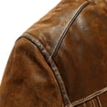 thumbnail image 4 of FLAVOR Men's Leather Jacket (Pigskin Leather)Vintage Standing Collar Brown Winter Coat (X-Large, Brown), 4 of 6