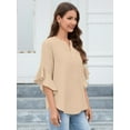 thumbnail image 6 of Chiclily Women Loose Blouse V-Neck 3/4 Sleeve Workwear Blouse Shirt Tops for Women, US Size Large in Wheat, 6 of 8