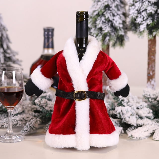 Xihbxyly Funda para Botella de Vino Navideña de Papá Noel, Decoración Festiva para Mesa, Vibrante Detalle Festivo, Regalo Ideal de Navidad, Terciopelo Denso, Tamaño 24 X 24 Cm