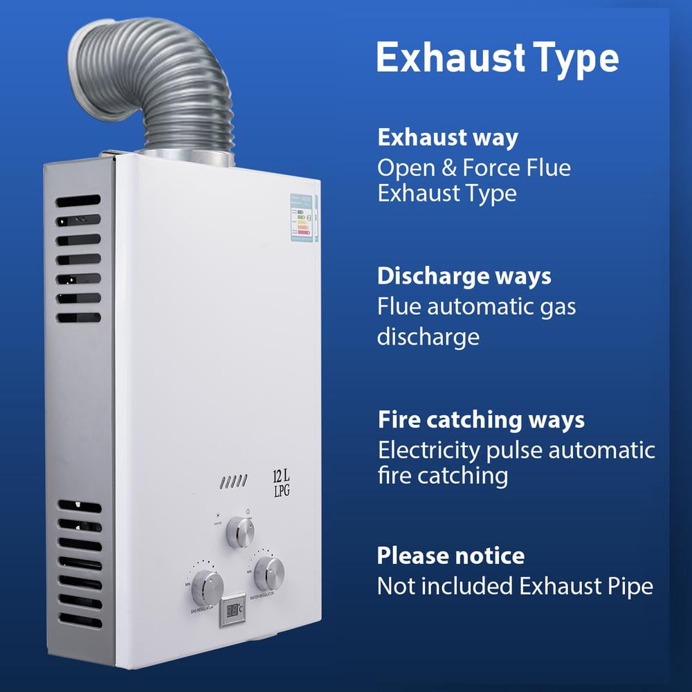 Mulaxen 12L Propane Gas Water Heater Tankless 3.17GPM Instant 24KW LPG Hot Water Heater with LED Display
