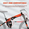 thumbnail image 5 of Folding Mountain Bike, Eurobike G7 Full Suspension, 27.5 Inch Wheels, 21 Speed, Shock Absorber, Disc Brakes, Adult for Mens Bicycle 3-Spoke Orange, 5 of 8