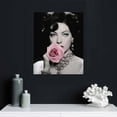 thumbnail image 4 of Nawypu  Ava Gardner Black and White Portrait Pink Blooming Rose Flower Canvas Wall Art Print Icon Pop Art Glam Fashion Vintage Vanity Room Bedroom Modern Home Decor, 4 of 4