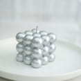 Efavormart 2 Pack | Shiny Metallic Silver 2" Bubble Cube Paraffin Wax Candles, Unscented Square ...