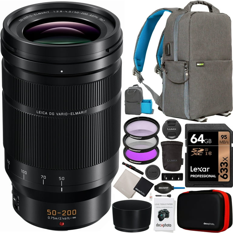 Panasonic 50-200mm F2.8-4.0 LUMIX G LEICA DG VARIO-ELMARIT Lens Telephoto  Zoom w/POWER OIS for Micro Four Thirds Mirrorless Cameras H-ES50200 Bundle 