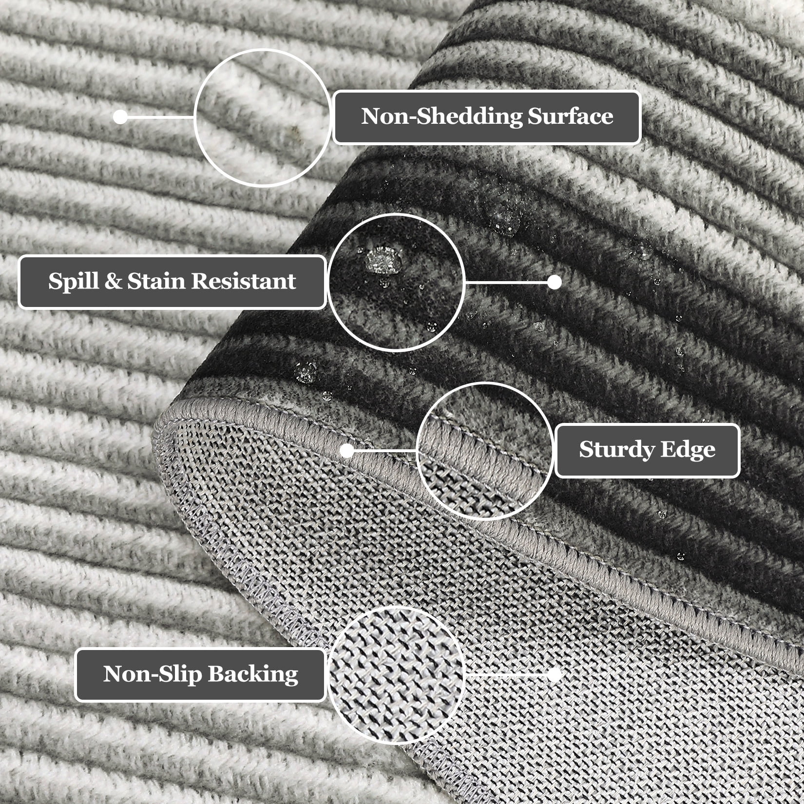 FairOnly 2'x6' Grey Machine Washable Runner Rugs Bordered Modern Runner Rugs for Hallway Entryway Laundry Room Kitchen Throw Rug