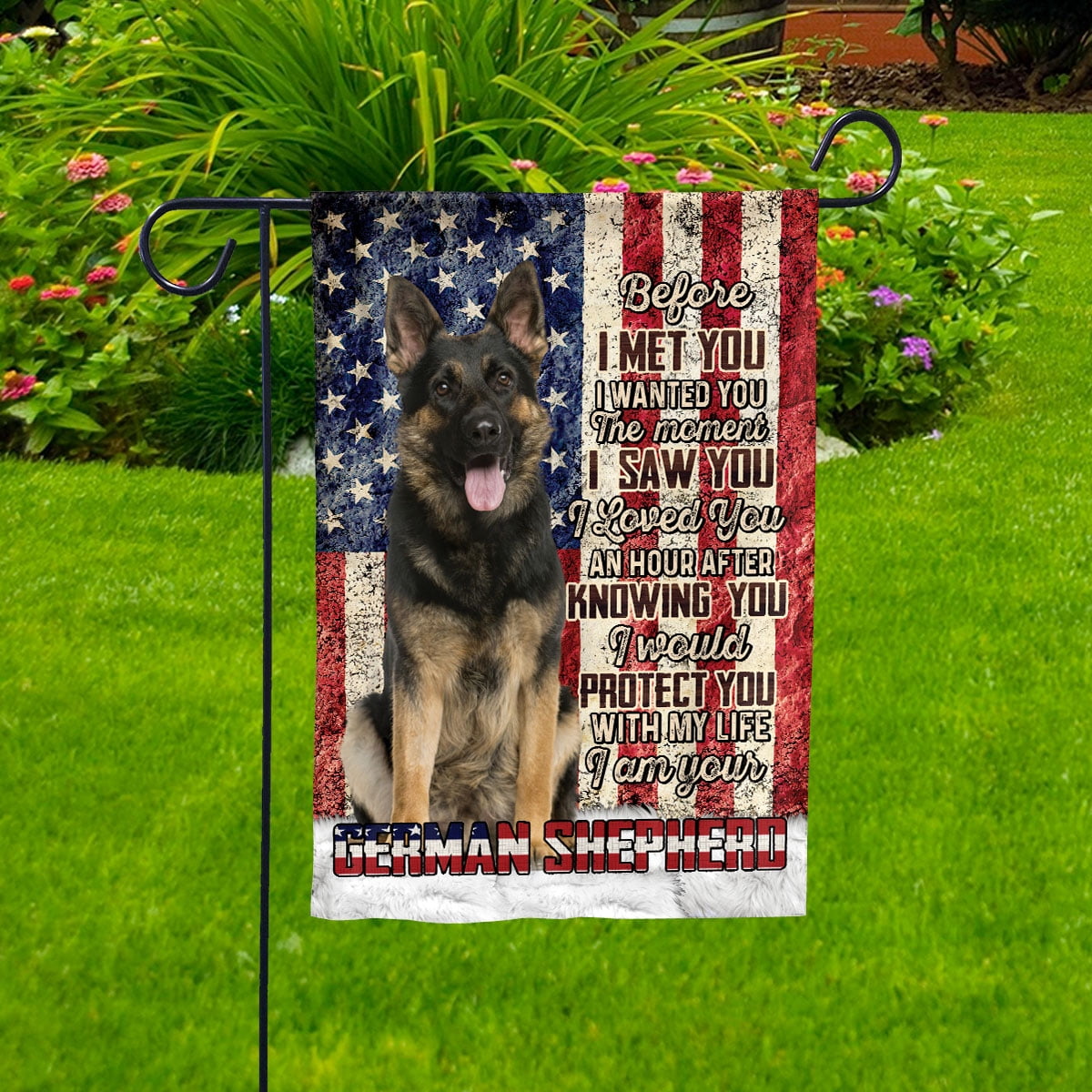 American Flag I Am Your German Shepherd Dog Flag Proud House Flag, Double-Sided Decorative Outdoor Flag, Patriotic Polyester Yard Flag 29.5 x 39.5 in