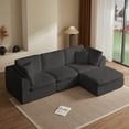 thumbnail image 2 of CARZZI LIFE Cloud Couch – Boneless Modular Sectional Sofa with Ottoman, Oversized Sectional Couches for Living Room, Deep Seat, Soft Chenille Fabric, Modern L-Shaped Lounge,U-Shaped Sectionals,Gray, 2 of 10