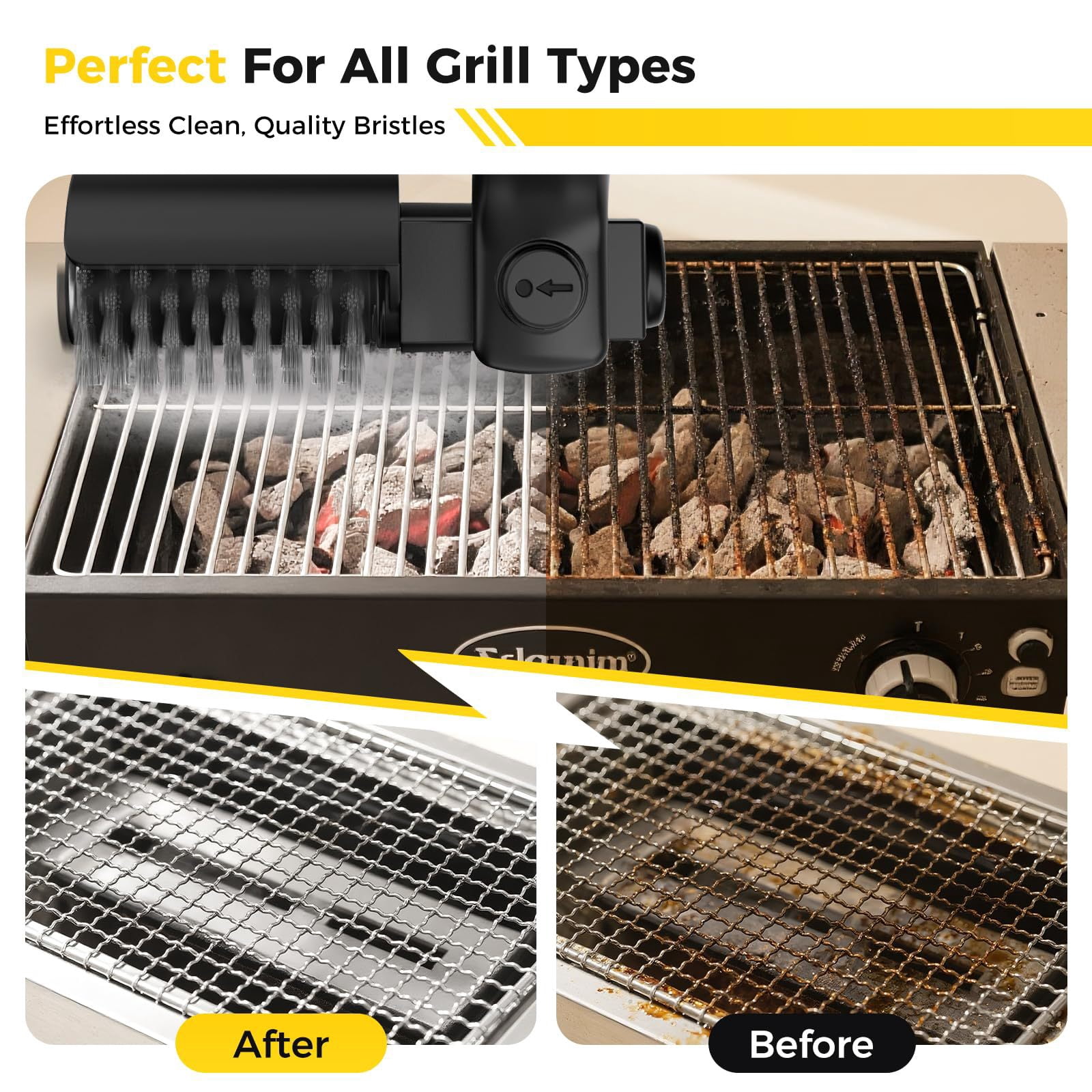 Oiduwi Electric Grill Brush, Cordless Electric BBQ Grill Cleaner with Powerful Motor, Rechargeable Grill Cleaning Brush for Burnt-On Grease & Grill Grates