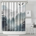 thumbnail image 2 of Grey Forest Shower Curtain Misty Mountain Tree Shower Curtains for Bathroom All Seasons Country Bathroom Shower Curtain Sets Waterproof Fabric Decor 84×72in with 12 Hooks, 2 of 4