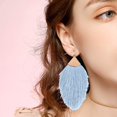 thumbnail image 4 of Pendientes bohemios de hilo sedoso con flecos y borlas, colgantes ligeros con forma de pluma para mujeres y niñas Ormromra  WRMH-259-35, 4 of 6
