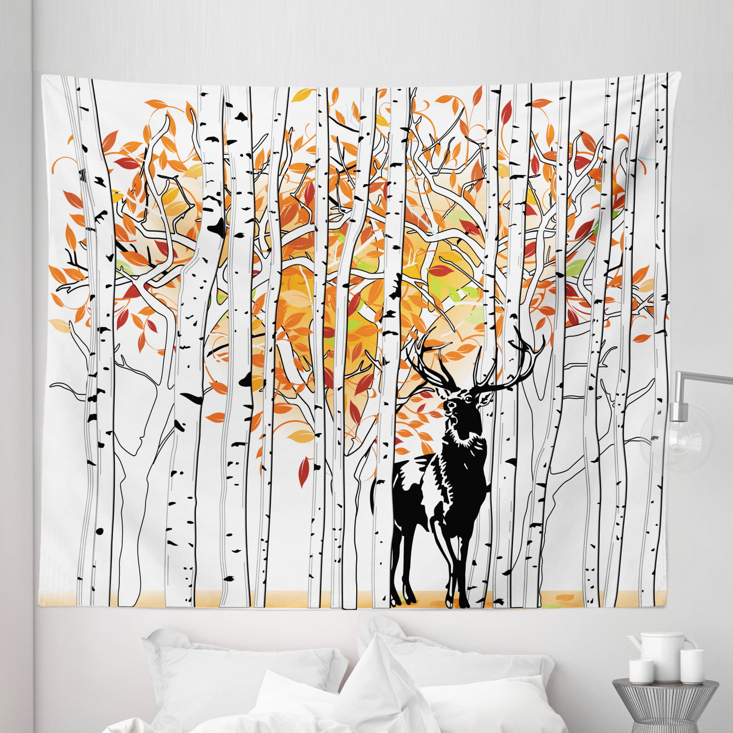 Deer in Autumn Forest Bedroom Living Room Dorm Wall Hanging Tapestry Blanket 