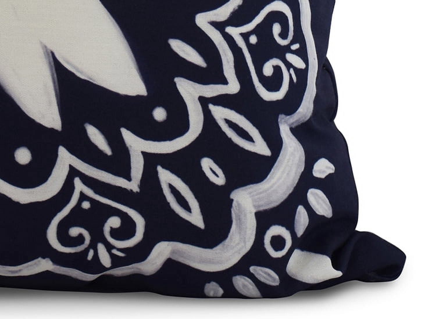 Simply Daisy, 20" x 20" Cuban Tile 1, Geometric Print Outdoor Pillow, Navy Blue