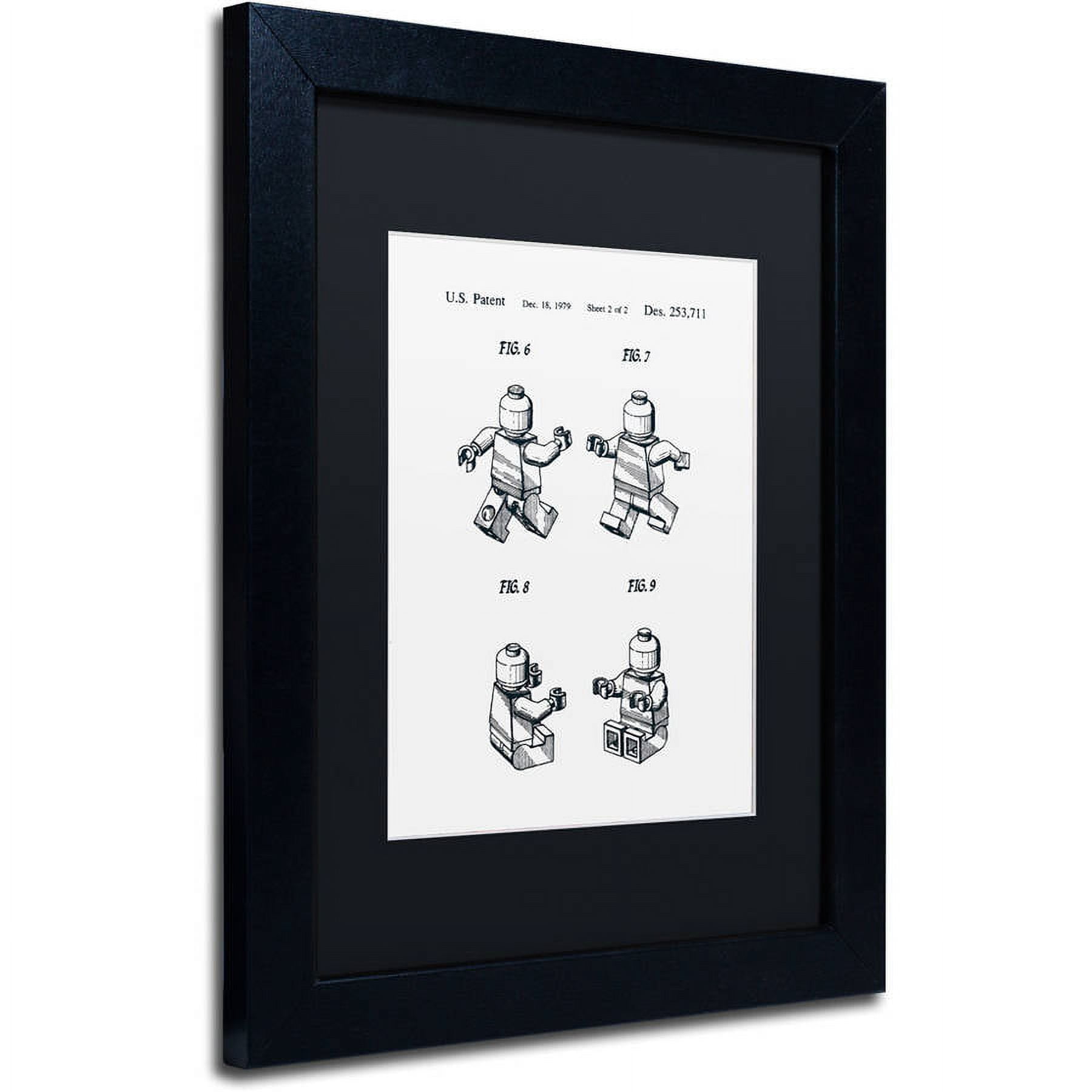 Trademark Fine Art "Lego Man Patent 1979 Page 2 White" Canvas Art by Claire Doherty, Black Matte, Black Frame