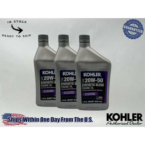Kohler Genuine OEM Synthetic Blend 20W-50 4-Cycle Engine Oil 25 357 68-S-3PACK