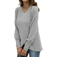 thumbnail image 2 of yoeyez Tunique en Tricot pour Femmes, Chandails à Manches Torsadées Patchwork, Col Ras du Cou Raglan, Chemises à Manches Longues, Hauts de Mode d'Automne 2024, Gris G, 2 of 6