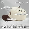 thumbnail image 3 of Funky Junque Trucker Hat – Vintage Two-Tone Snapback Baseball Cap with Embroidered Design - Rowdy (Upside Down) - Beige/Brown, 3 of 6