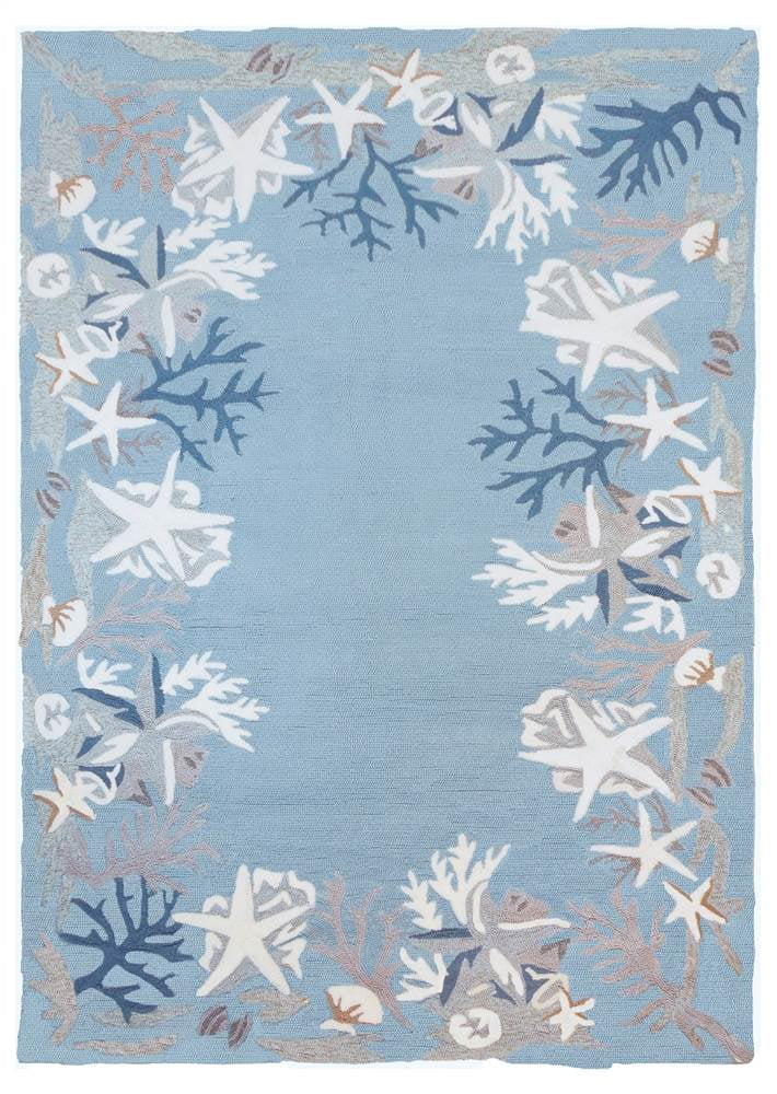White Coral Reef Area Rug in Blue (10 ft. L x 8 ft. W)