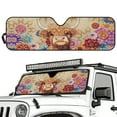 thumbnail image 2 of Jeiento Highland Cow Windshield Sun Shade Compatible with Jeep JK JKU JL JLU 1997-2023 and Compatible with Gladiator JT 2020-2023 Foldable Windshield Sun Visor Blocks UV Rays, 2 of 6