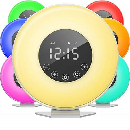 hOmeLabs Sunrise Alarm Clock - Digital LED Clock with 6 Color Switch and FM Radio for Bedrooms - Multiple Nature Sounds Sunset Simulation & Touch Control - with Snooze Function for Heavy (Best Alarm Clock Sound For Heavy Sleepers)
