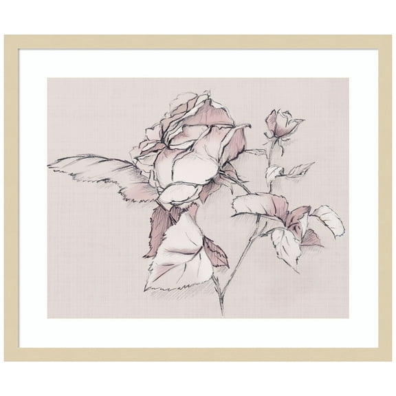 Amanti Art Blush Floral Flourish Wood Framed Wall Art Print
