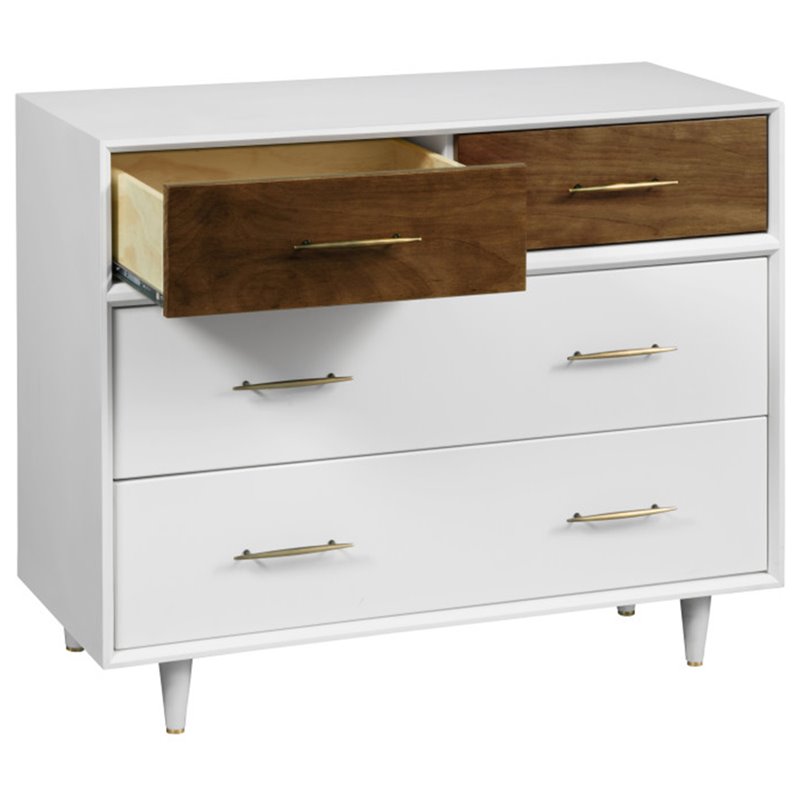 Babyletto Eero 4 Drawer Dresser In White And Natural Walnut