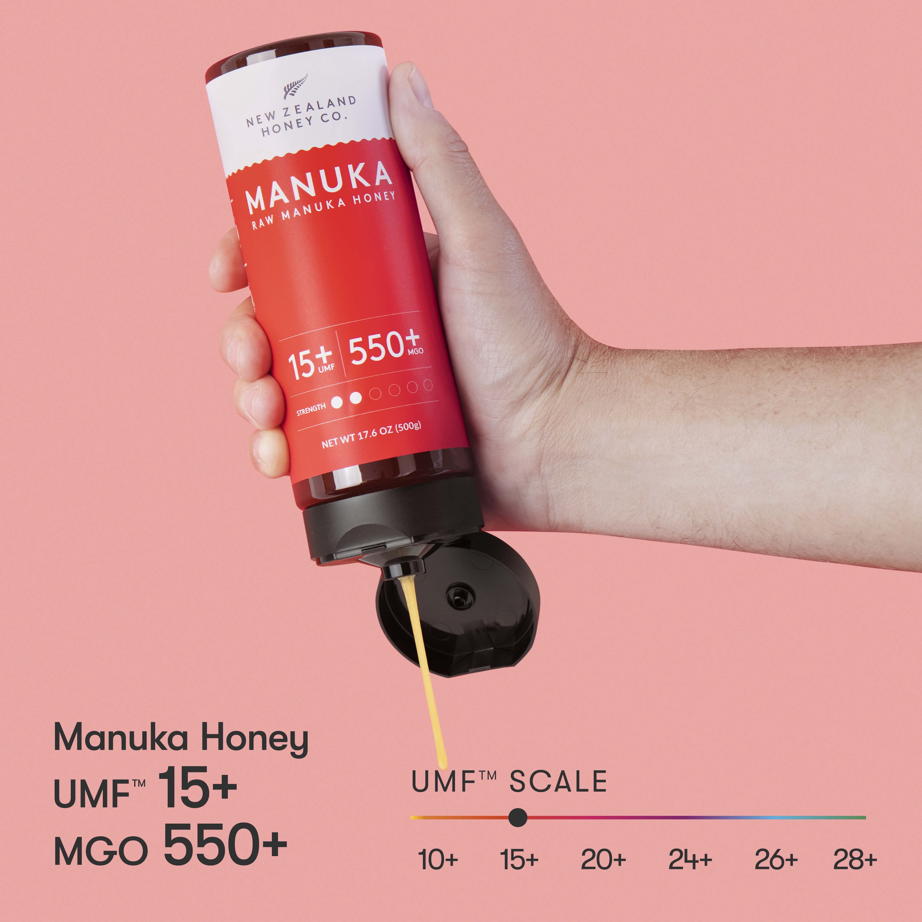 New Zealand Honey Co. UMF 15+ Squeezy | 500g | 17.6oz