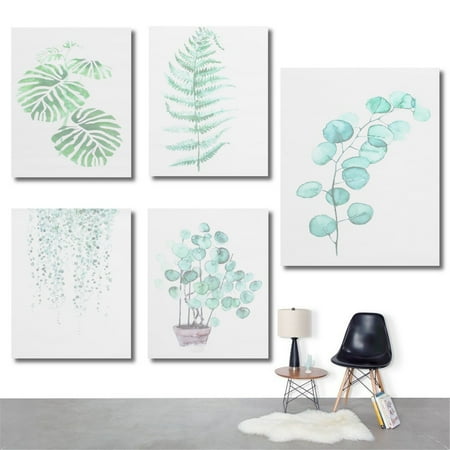 Act Green - Moaere NO Famed 28''X20'' Watercolor Green Plant Wall Art Oil Painting Canvas Prints
