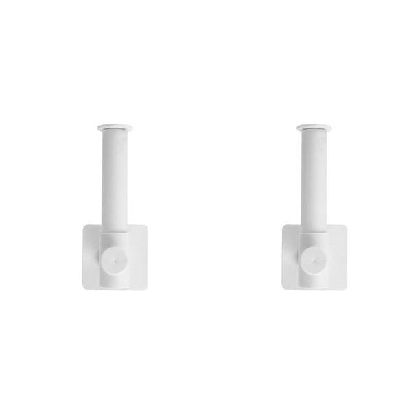 Bewildely Soporte de papel higiénico retráctil en forma de L soporte de rollo de cocina de plástico estante negro montado en la pared estante blanco 2piezas