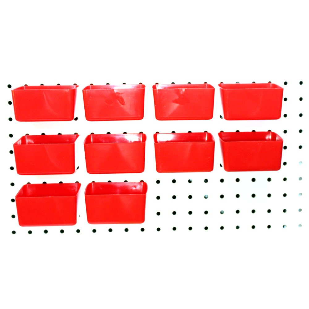 10 Pack Small Plastic Pegboard Storage/Parts Bins Red