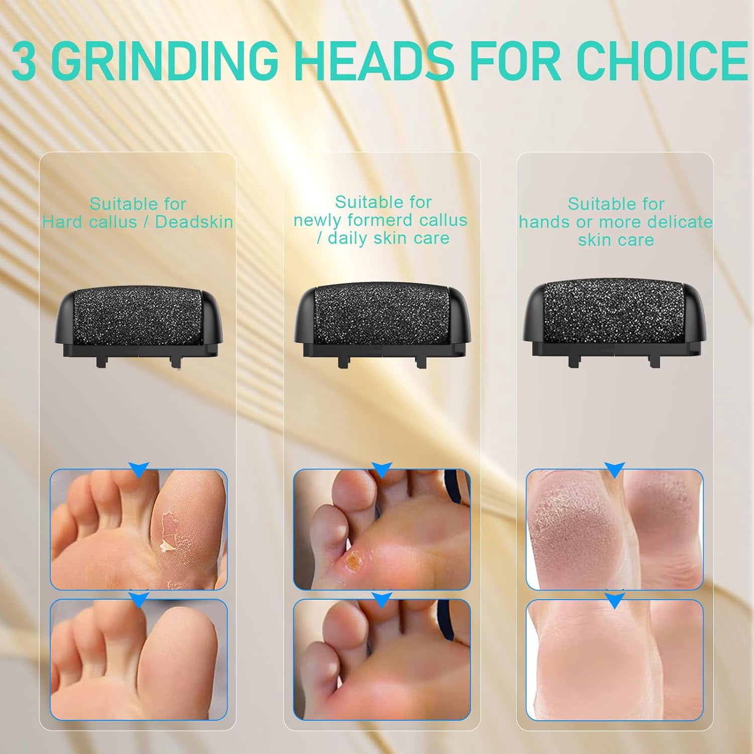 Aorsher Portable Pedicure Kit for Feet, Electric Foot File Callus Remover with Larger Grinding Head and LCD Display, Rechargeable Waterproof File Callus Remover, Black