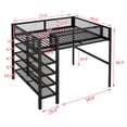 thumbnail image 3 of Full Size Metal Loft Bed With 4-Tier Shelves Storage Space Staircase Loft Bed Frame Easy Assembly Slat Mattress Foundation Loft Bed For Bedroom Boys Girls Room, 3 of 9