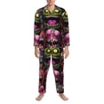 thumbnail image 3 of Balery Monstrous Cartoon Characters Pijama para Hombre de Dos Piezas con Manga Larga, Conjunto de Dormir y Descanso Suave con Bolsillos-Small, 3 of 7