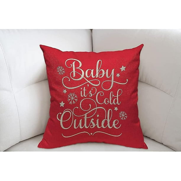 Baby Its Cold Outside Cushion Cover Throw Pillow Covers On Red