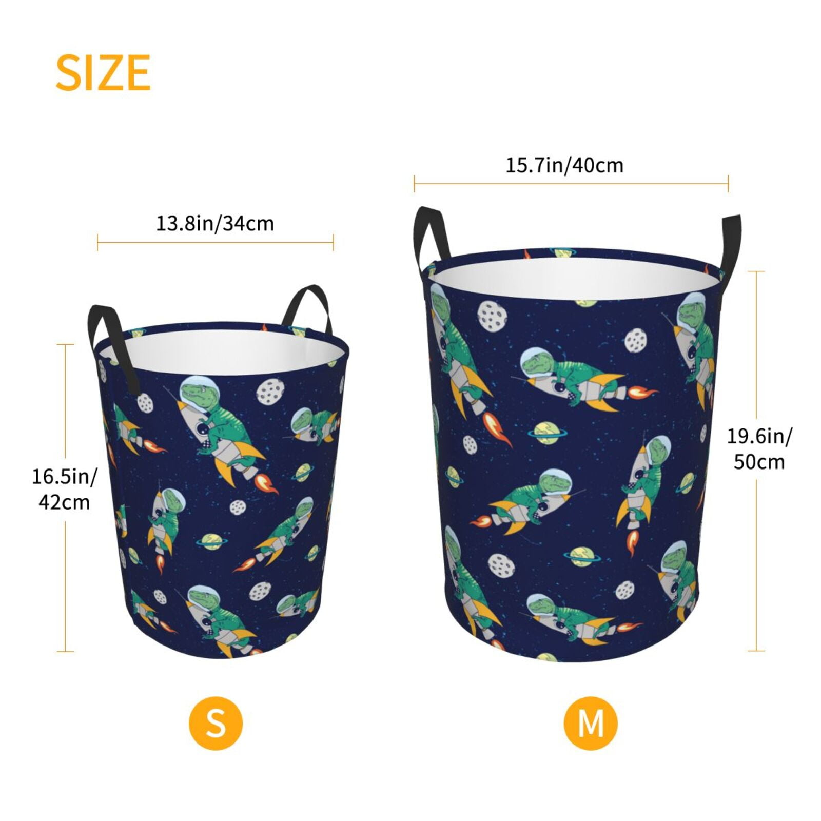 Large Laundry Basket with Handles - Astronaut Dinosaur and Space Kids Baby Dirty Clothes Laundry Hamper for Bedroom Aesthetic