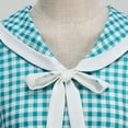 thumbnail image 5 of up to 60% off Gifts Usmixi Formal Dresses for Women Cocktail Party Prom Vintage 1950S Pleated Swing A Line Dresses with Bow V-Neck Short Sleeve Plaid Print Summer Midi Dress Sky Blue XXL, 5 of 6
