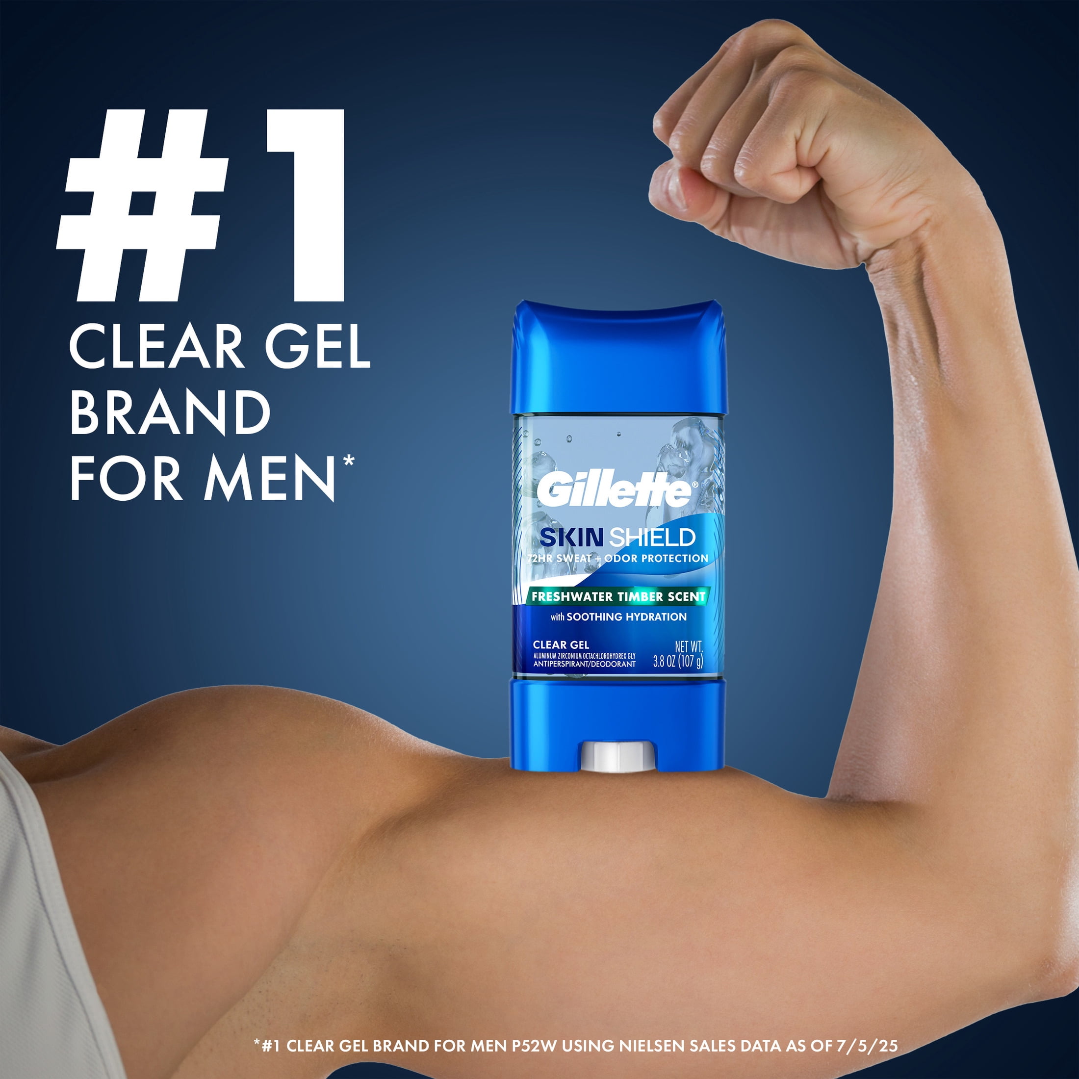 Gillette Clear Gel Antiperspirant and Deodorant for Men Freshwater Timber Scent 3.8 oz