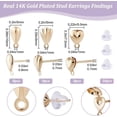 thumbnail image 2 of 1 Box 24Pcs 3 Styles Stud Earrings Findings 14K Gold Plated Heart Teardrop Shaped Earring Posts with Loop Hole and 30Pcs Clear Earring Backs for DIY DIY Jewelry Making Supplies Hole: 1mm, 2 of 5