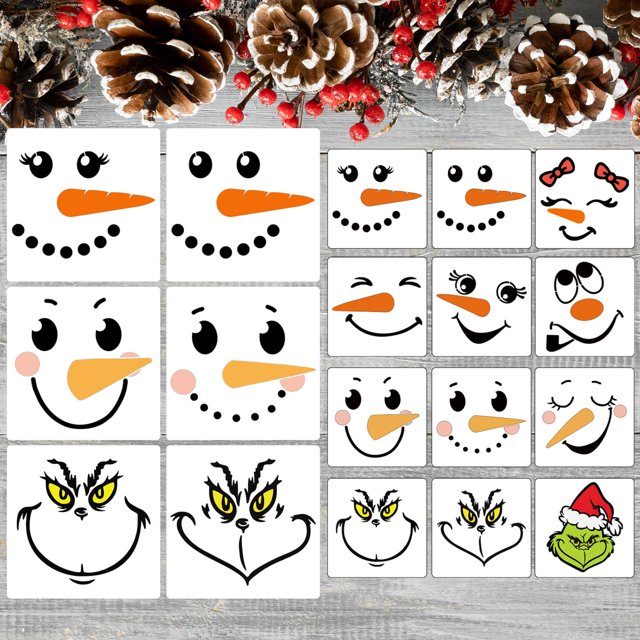 Set de plantillas SUNVERSE, 18 unidades, muñecos de nieve con forma de Navidad, 20 x 20 cm