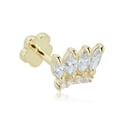 thumbnail image 5 of AVORA 14K Yellow Gold Simulated Diamond CZ Crown Cartilage Piercing Flat Back Earring Body Jewelry (18 Gauge), 5 of 5